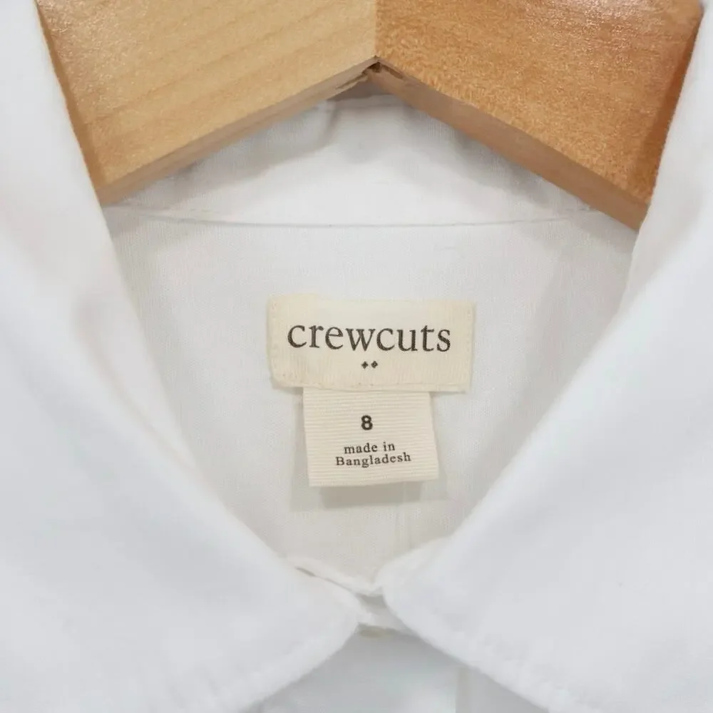 NWT J.Crew Crewcuts Girls' Cotton Blend Button Up White Shirt Size 8